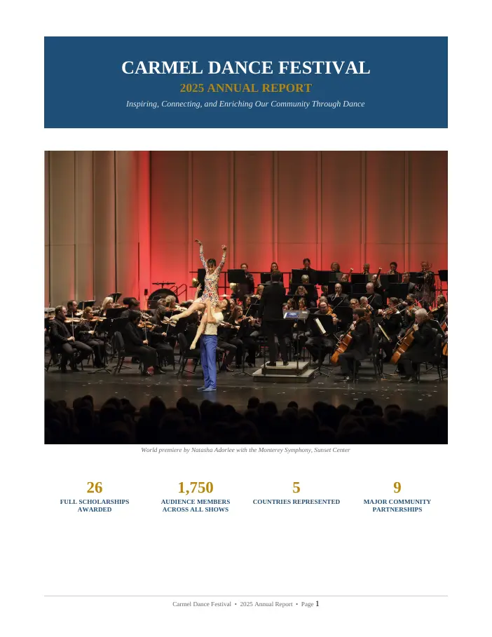 Carmel Dance Festival report cover