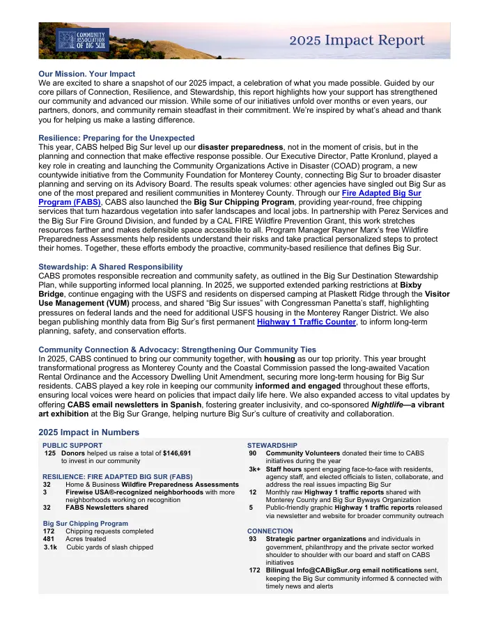 Community Association of Big Sur report cover