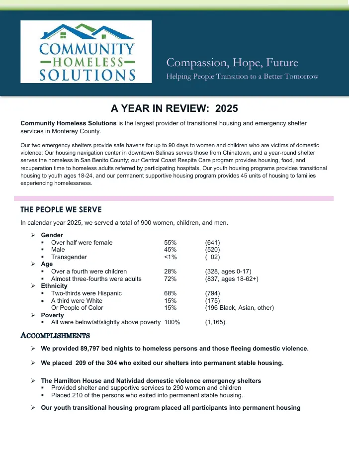 Community Homeless Solutions report cover
