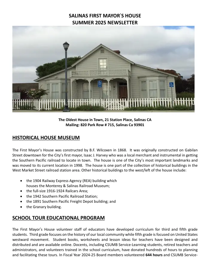 Salinas First Mayor’s House report cover