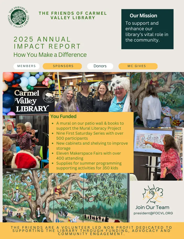The Friends of Carmel Valley Library report cover