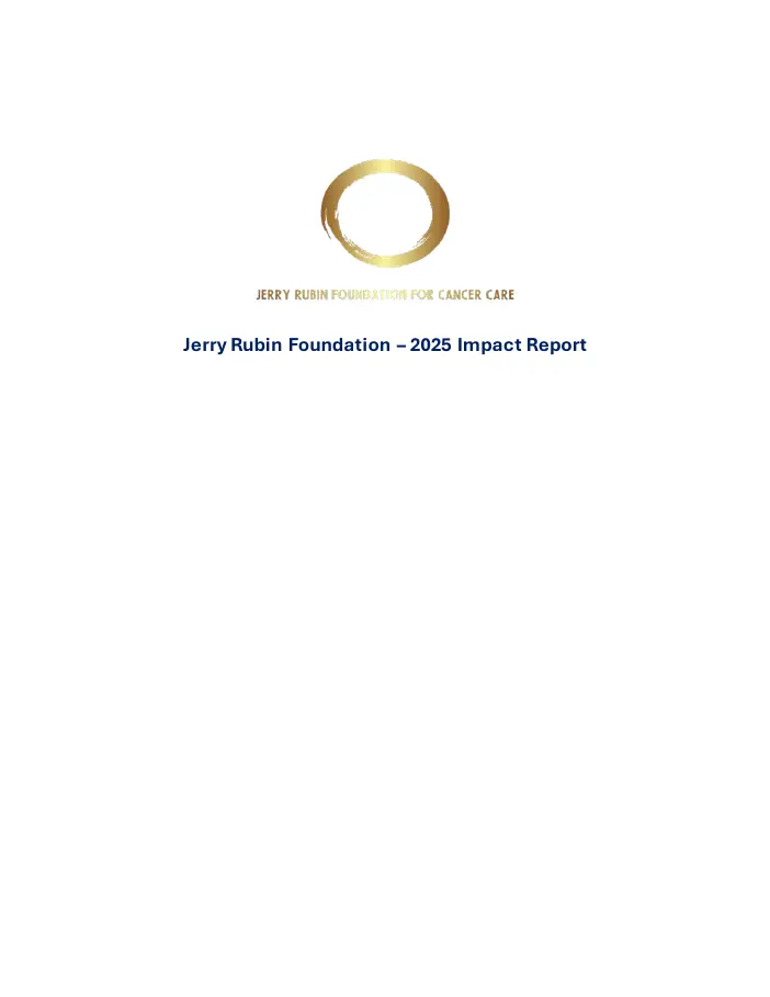 Jerry Rubin Foundation report cover
