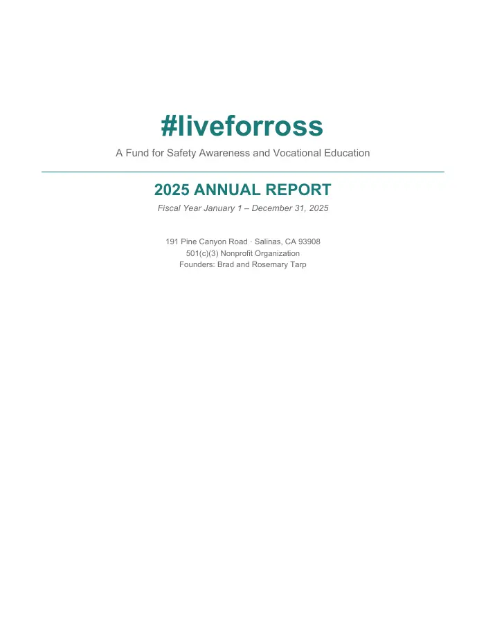 #liveforross report cover