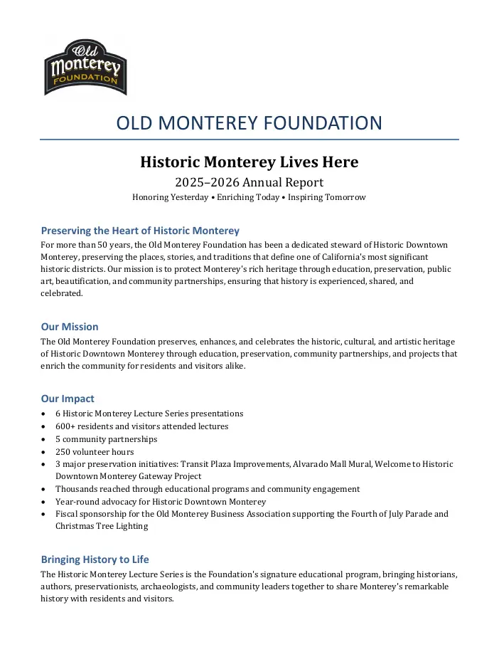 Old Monterey Foundation report cover