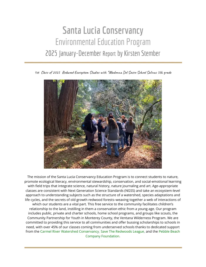 Santa Lucia Conservancy report cover