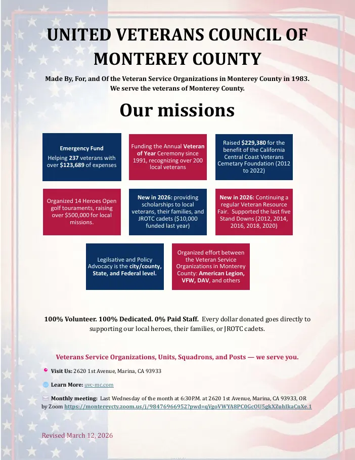 United Veterans Council of Monterey County report cover